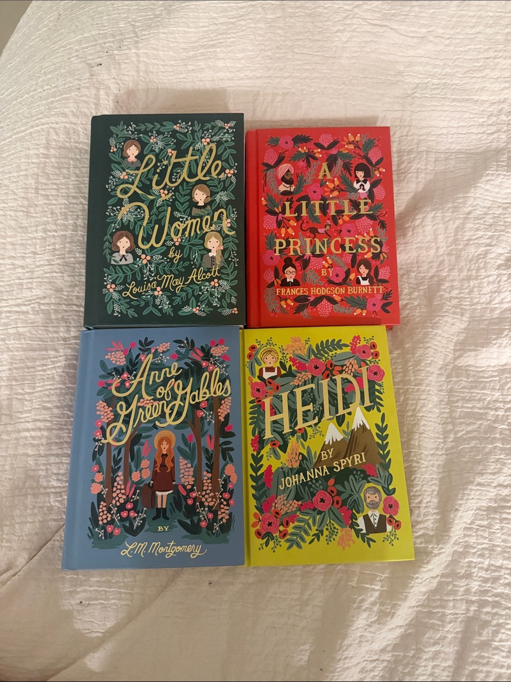 Set of Four Illustrated Classic Hardcover Books - Green, Red, Blue, Yellow